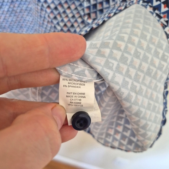 Soul of London Men’s Short Sleeve Blue Geometric Button-Down Shirt – Size M - Picture 4 of 5